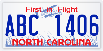 NC license plate ABC1406