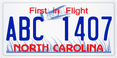 NC license plate ABC1407