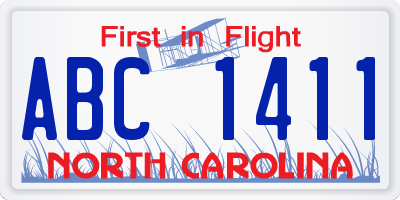 NC license plate ABC1411