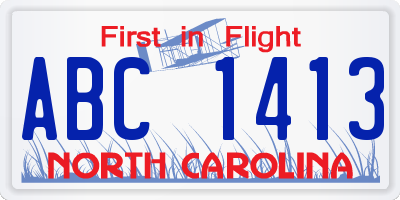 NC license plate ABC1413
