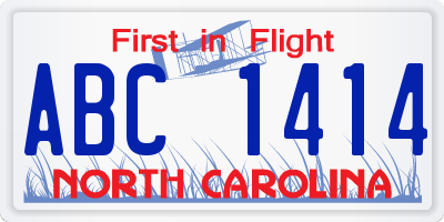 NC license plate ABC1414