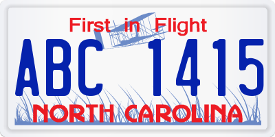 NC license plate ABC1415