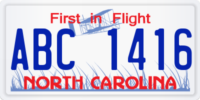 NC license plate ABC1416
