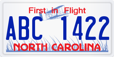 NC license plate ABC1422