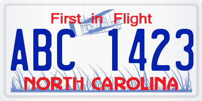 NC license plate ABC1423