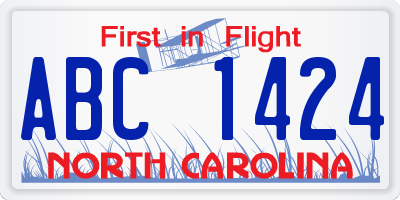 NC license plate ABC1424
