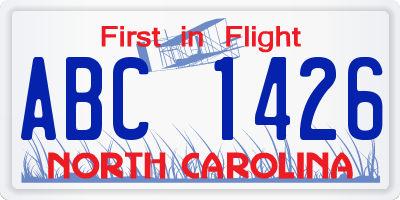 NC license plate ABC1426