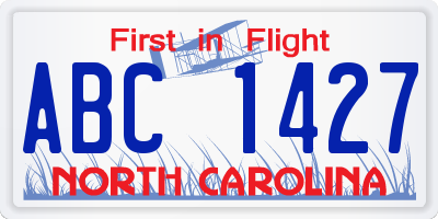 NC license plate ABC1427