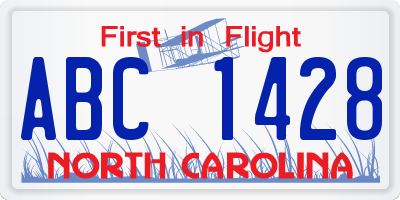 NC license plate ABC1428