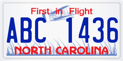 NC license plate ABC1436