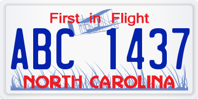 NC license plate ABC1437
