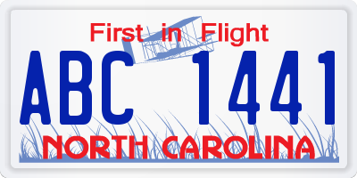 NC license plate ABC1441