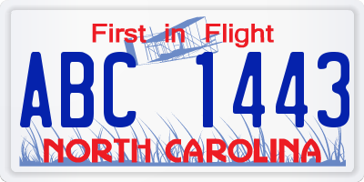 NC license plate ABC1443