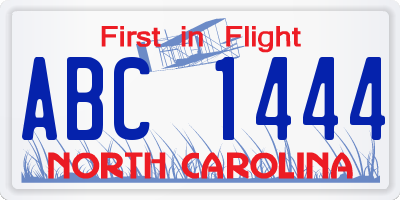 NC license plate ABC1444