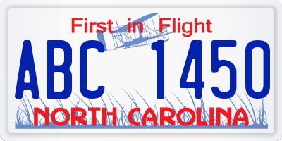 NC license plate ABC1450
