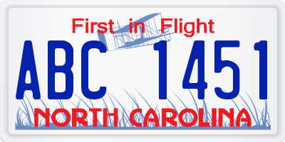 NC license plate ABC1451