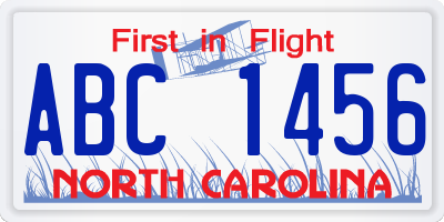 NC license plate ABC1456