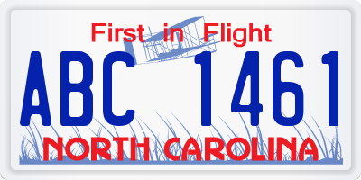 NC license plate ABC1461