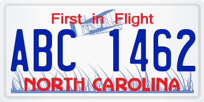 NC license plate ABC1462