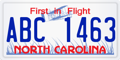 NC license plate ABC1463