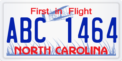 NC license plate ABC1464