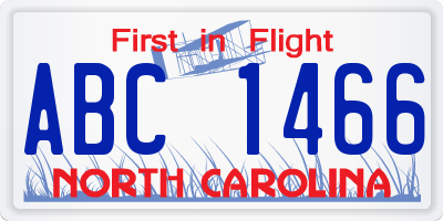 NC license plate ABC1466