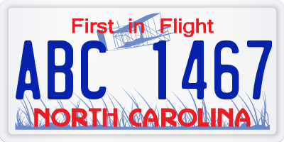 NC license plate ABC1467