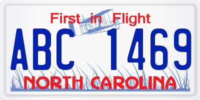 NC license plate ABC1469