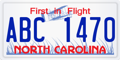 NC license plate ABC1470