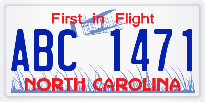 NC license plate ABC1471