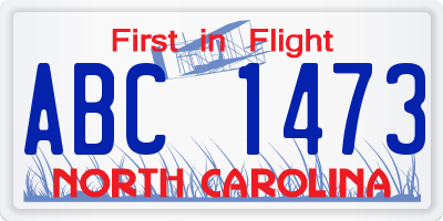 NC license plate ABC1473