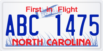 NC license plate ABC1475