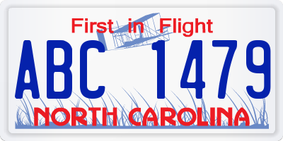 NC license plate ABC1479