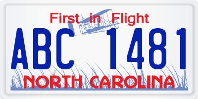 NC license plate ABC1481