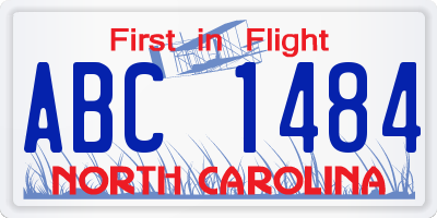 NC license plate ABC1484