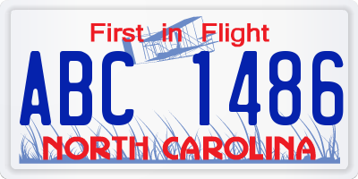 NC license plate ABC1486