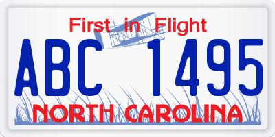 NC license plate ABC1495