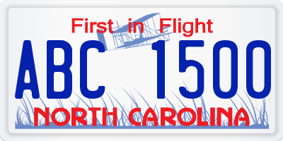 NC license plate ABC1500