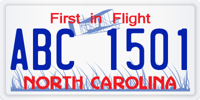NC license plate ABC1501