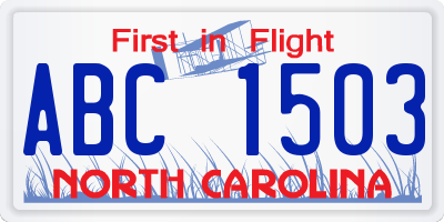 NC license plate ABC1503