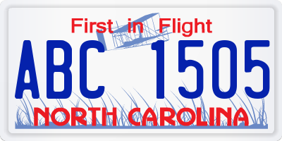 NC license plate ABC1505