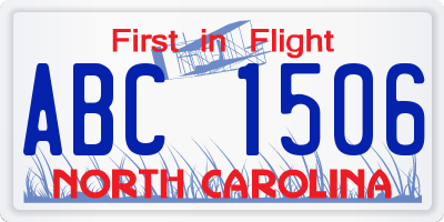 NC license plate ABC1506