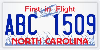 NC license plate ABC1509