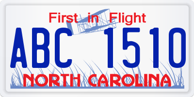 NC license plate ABC1510