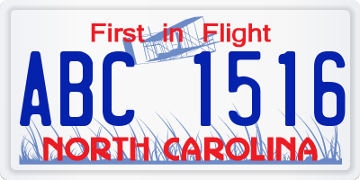 NC license plate ABC1516