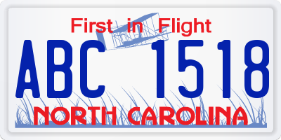 NC license plate ABC1518