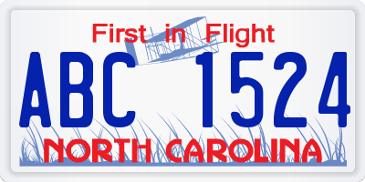 NC license plate ABC1524