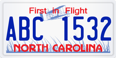 NC license plate ABC1532