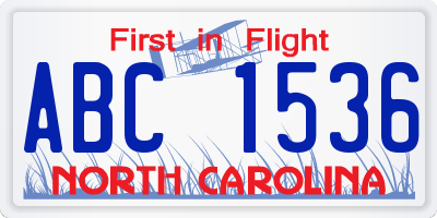NC license plate ABC1536