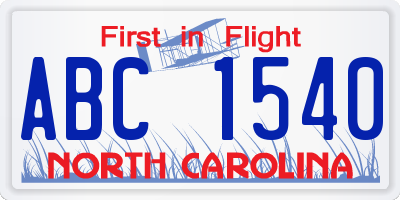 NC license plate ABC1540